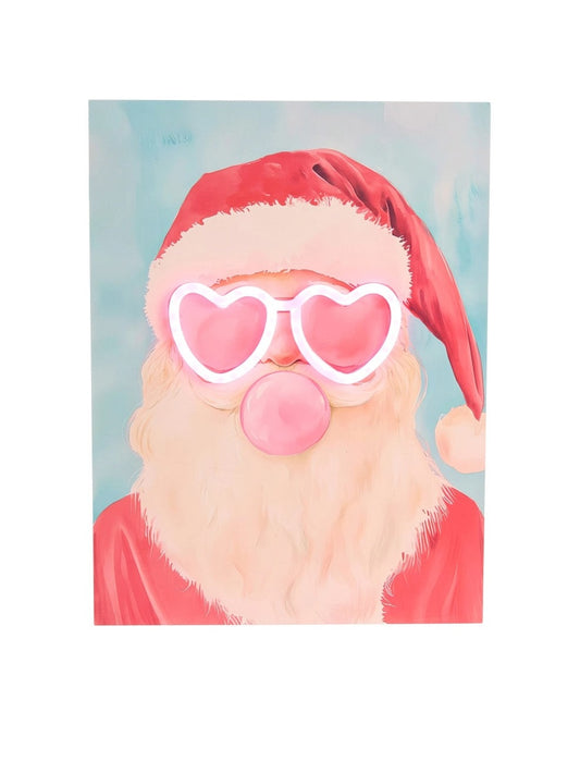 Santa Lit Neon Glasses Wall Art