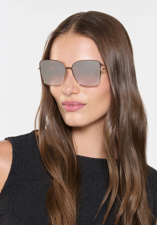 Dolly - 24K Matte Black Fade + Crystal Mirrored Sunglasses