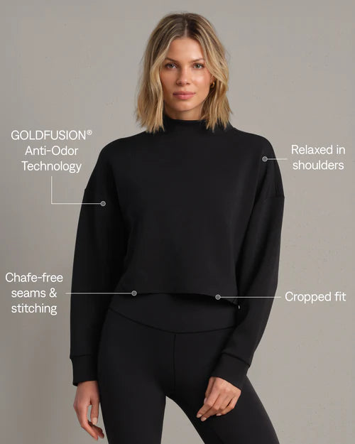Dreamglow Cropped Mock Neck - Pure Black