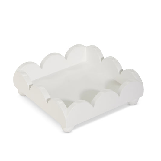6" White Scalloped Napkin Holder