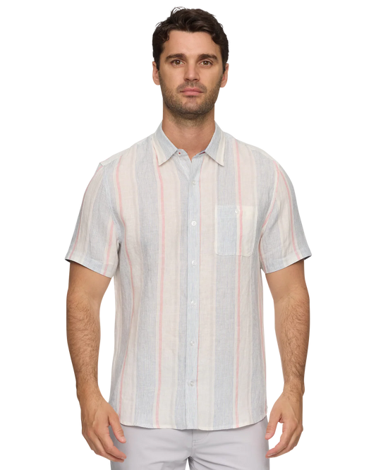 Brent SS Stripe Linen Blend Shirt