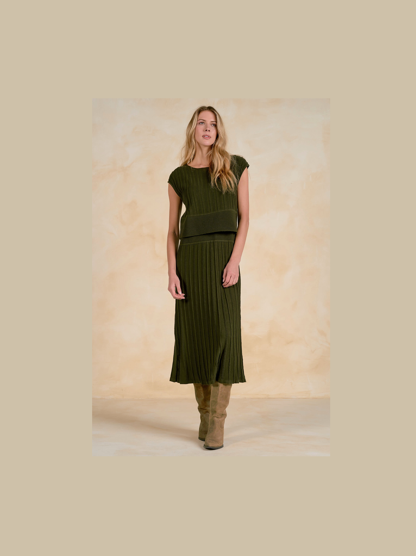Cap Sleeve Olive Midi Dress