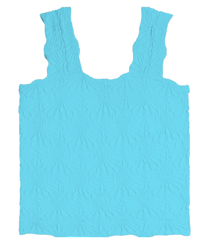 Smocking Lace Tank - Capri Blue