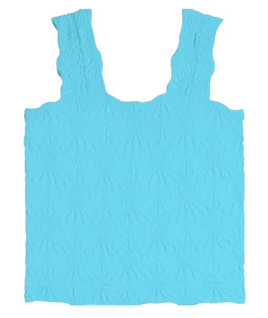 Smocking Lace Tank - Capri Blue