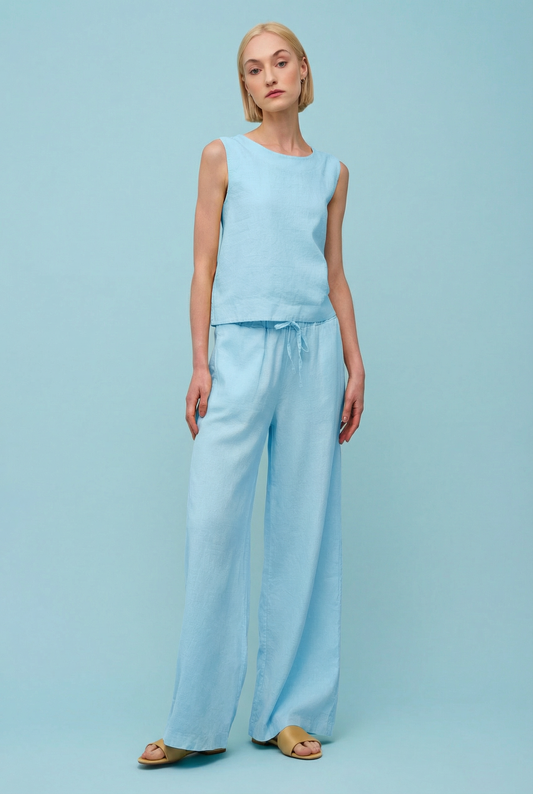 Woven Sleeveless Top - Light blue