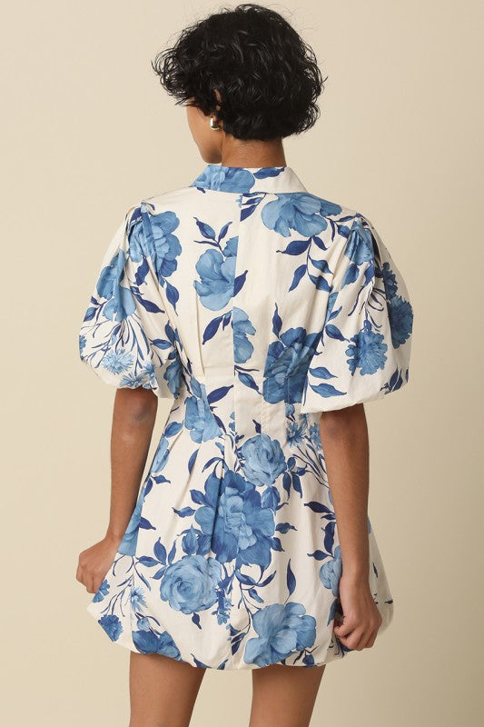 Tess Blue Floral Bubble Dress