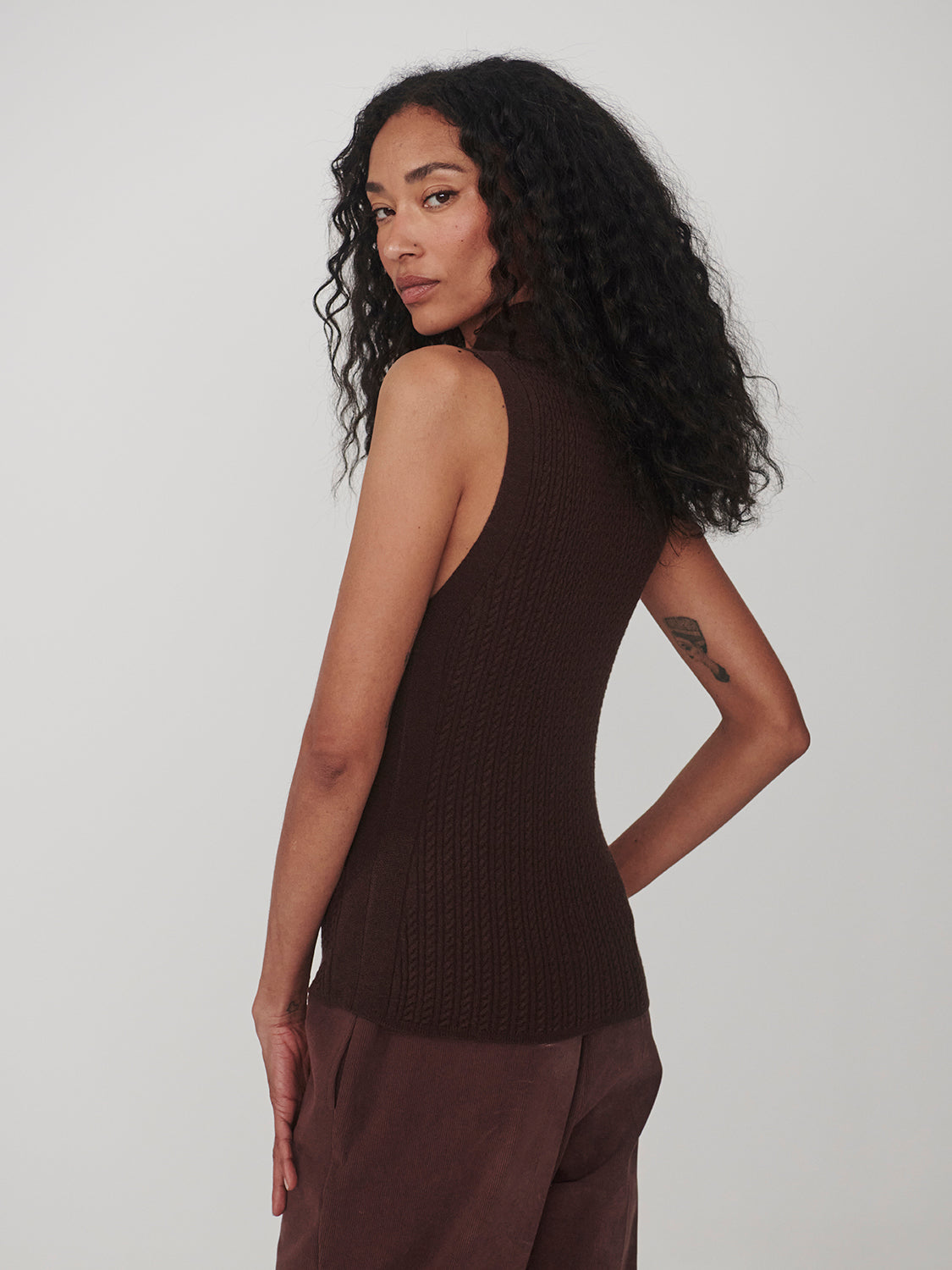 Birdie Knit Tank - Coffee Bean
