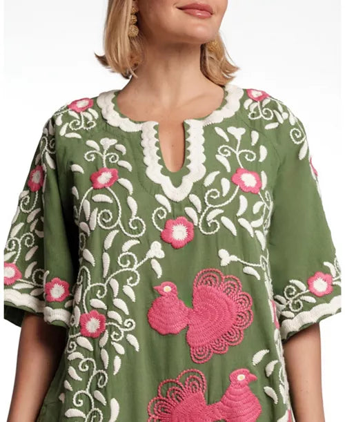 Peacock Caftan Embroidery Dress