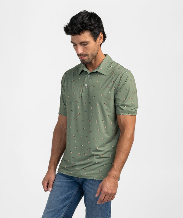 Feathered Frenzy Printed Polo - Feather