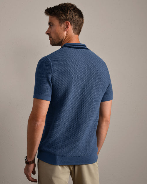 Fine Knit Sweater Polo - Vintage Indigo