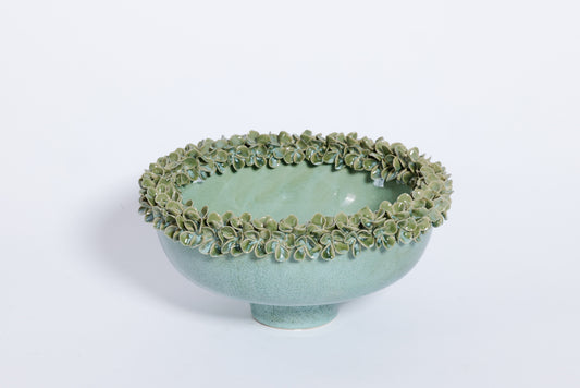 Flower Rim Bowl Med 11" - Green