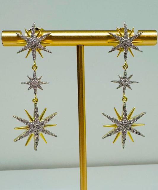 3 Star CZ Earrings