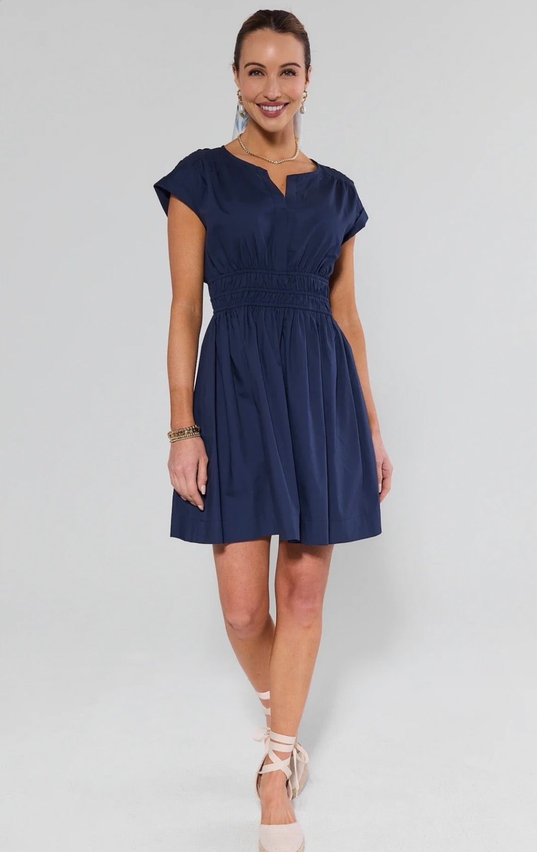 Navy Flutter poplin dress