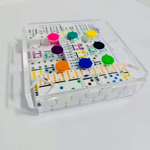 Clear Lucite Mexican Train Dominoes