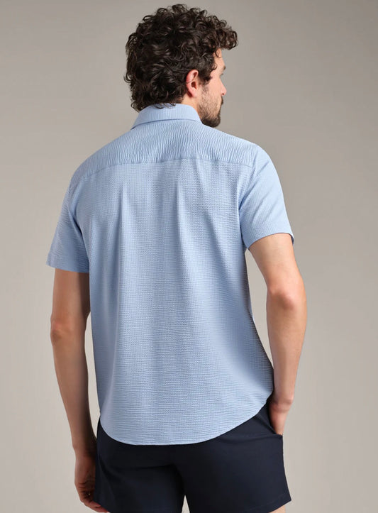 Commuter Seersucker Short Sleeve Short - Light Blue