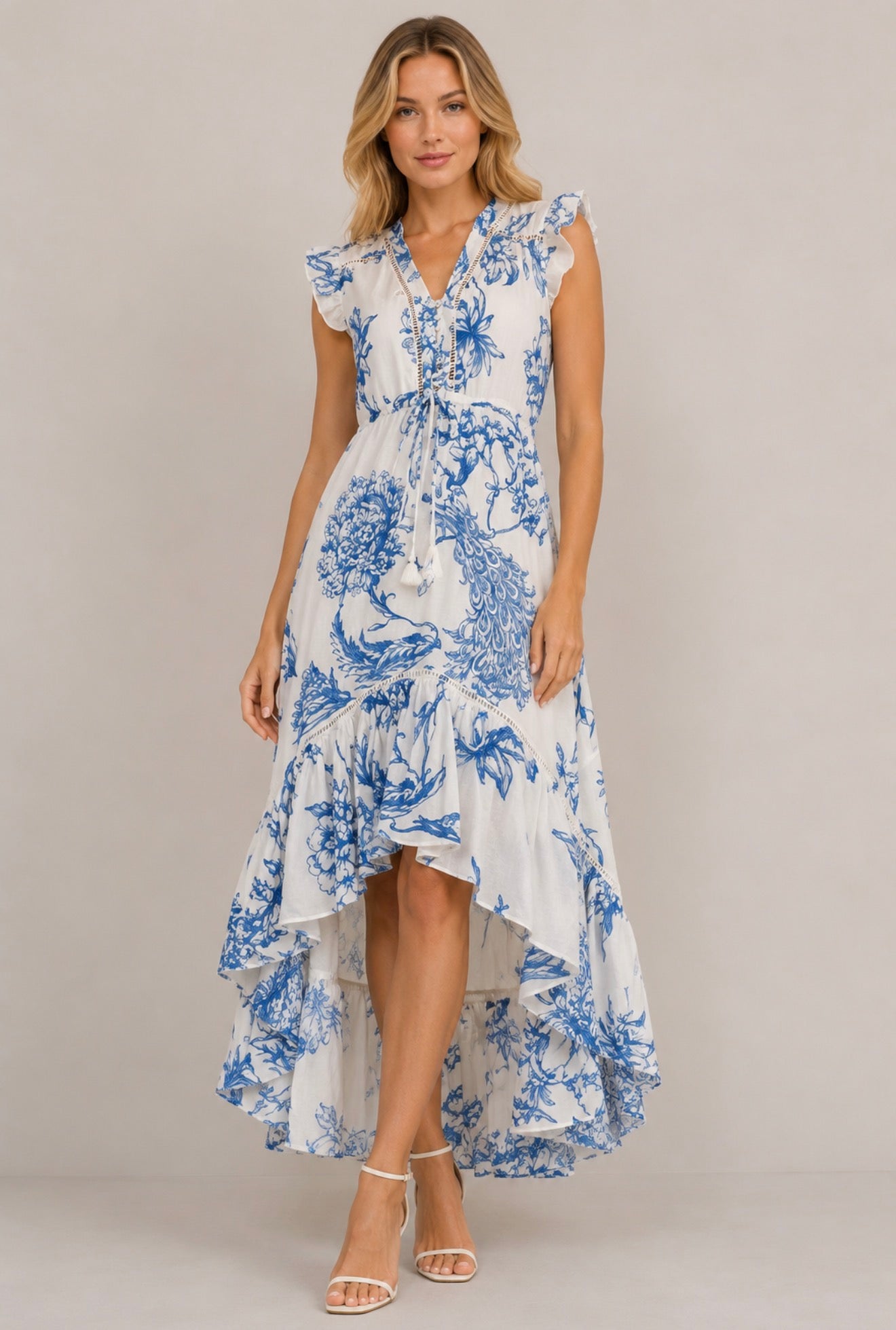 Nina High Low Neck - Peacock