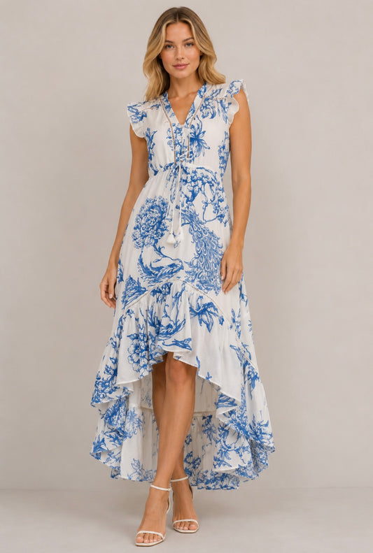 Nina High Low Neck - Peacock