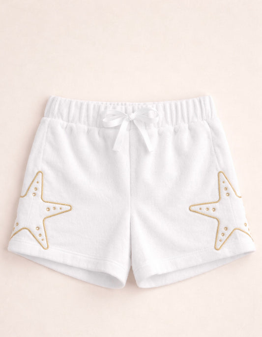 Starfish Embroidered Terry Shorts