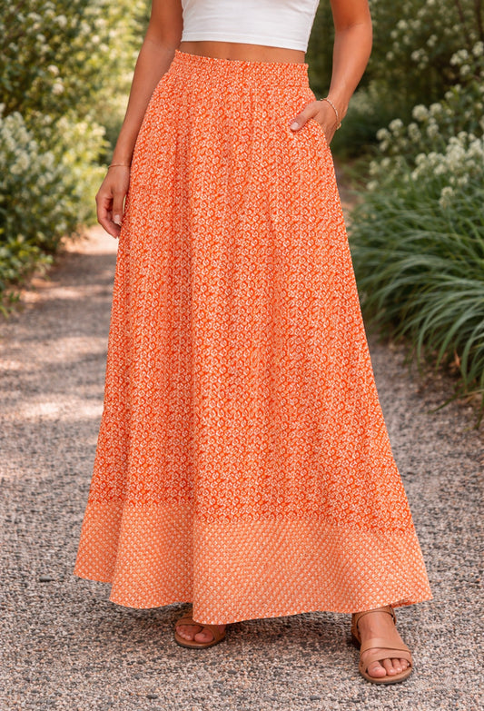 Red Zina Maxi Skirt
