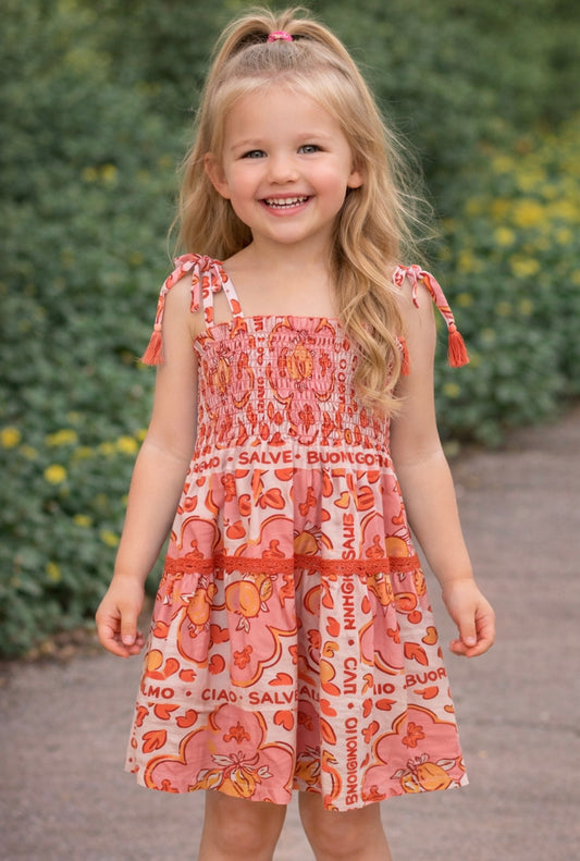 Coral Smocked Dress
