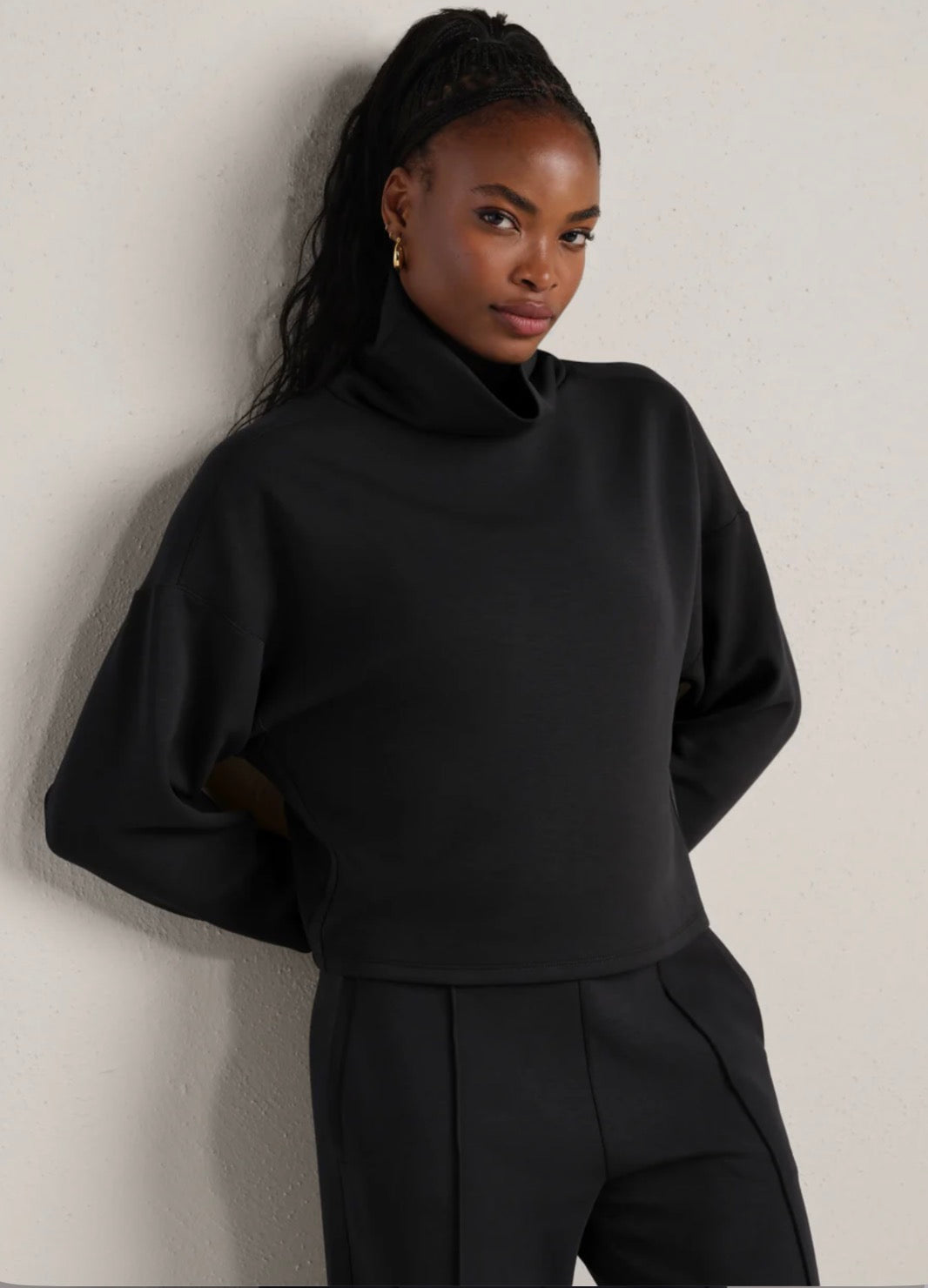 Dream Glow Mock Neck - Pure Black Heather
