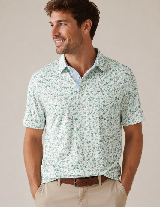 Tapped In Printed Polo - Meadow