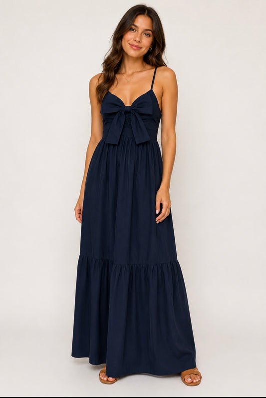 Navy Flutter poplin dress
