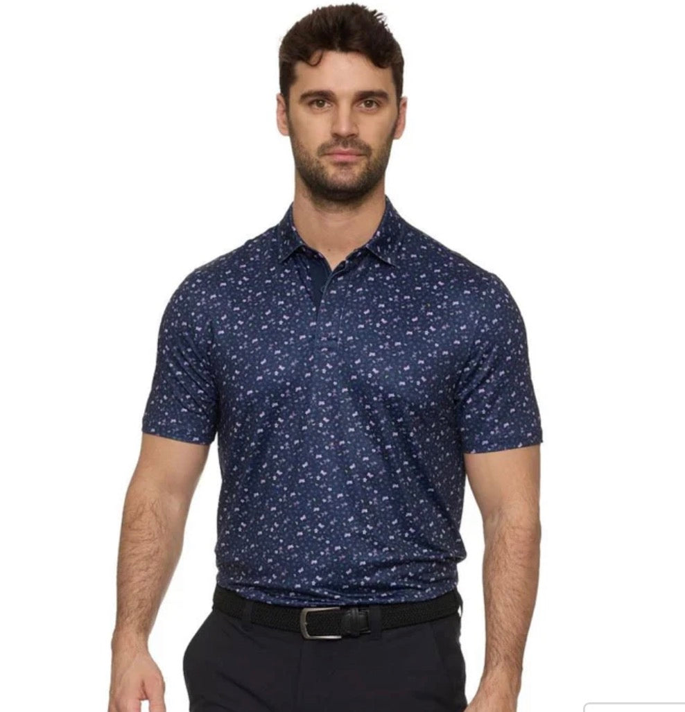 Laguna Drink Print Polo - Navy Combo