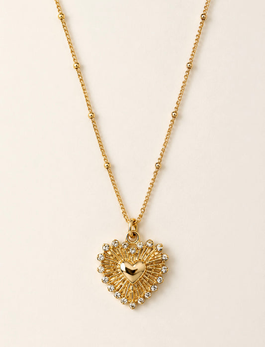 CZ Burst Heart Necklace