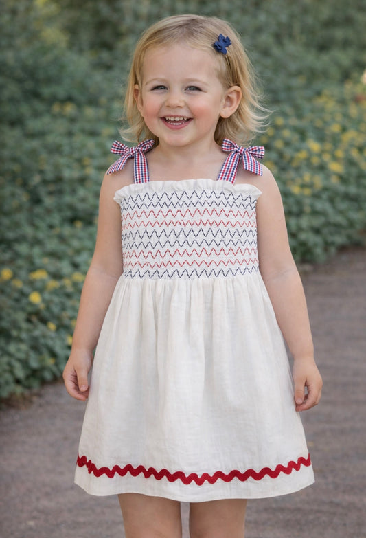 White Smocked Gauze Dress