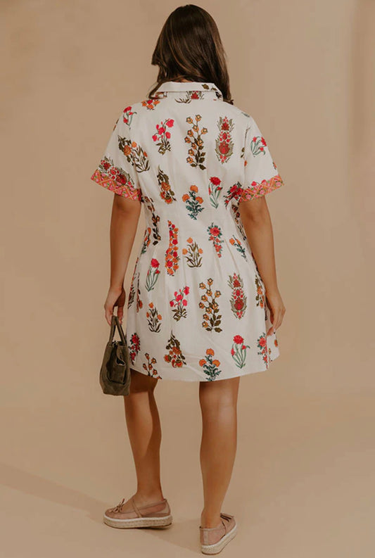 Cream Floral Mini Dress