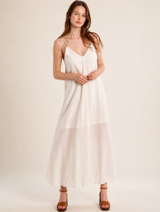 White and Gold Woven Dress