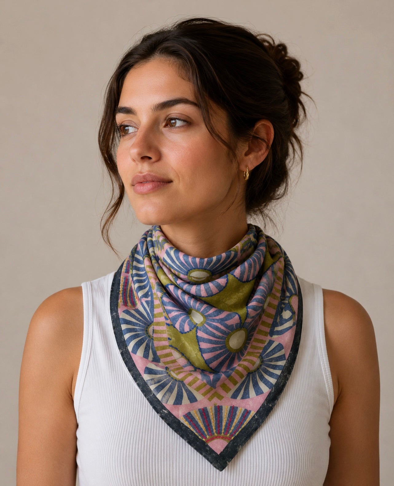 Embroidered Bandana - Pink