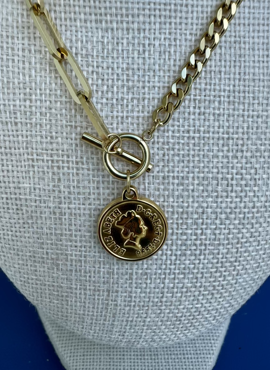 Coin Paperclip Necklace