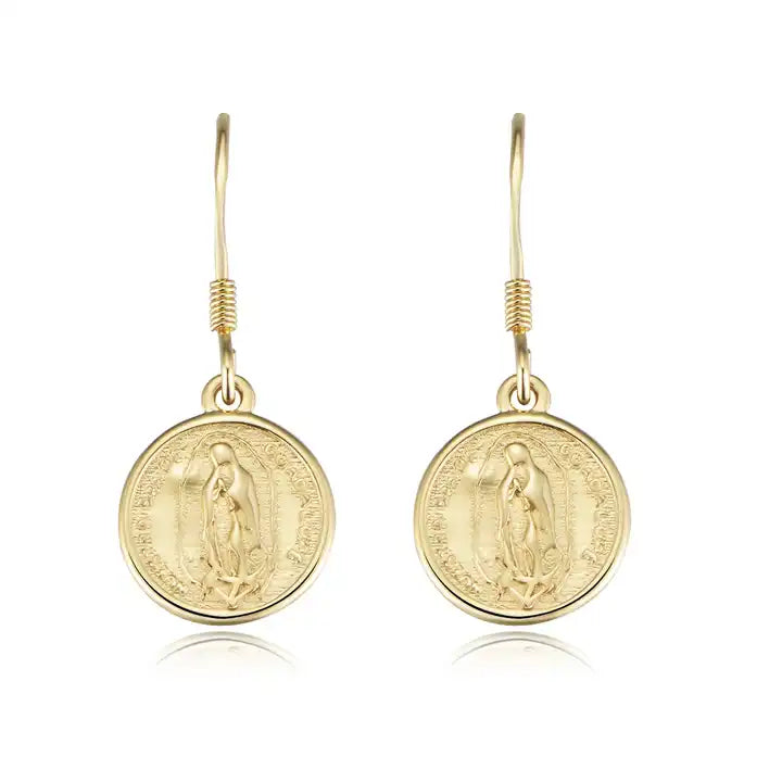 Virgin Mary Coin Earrings