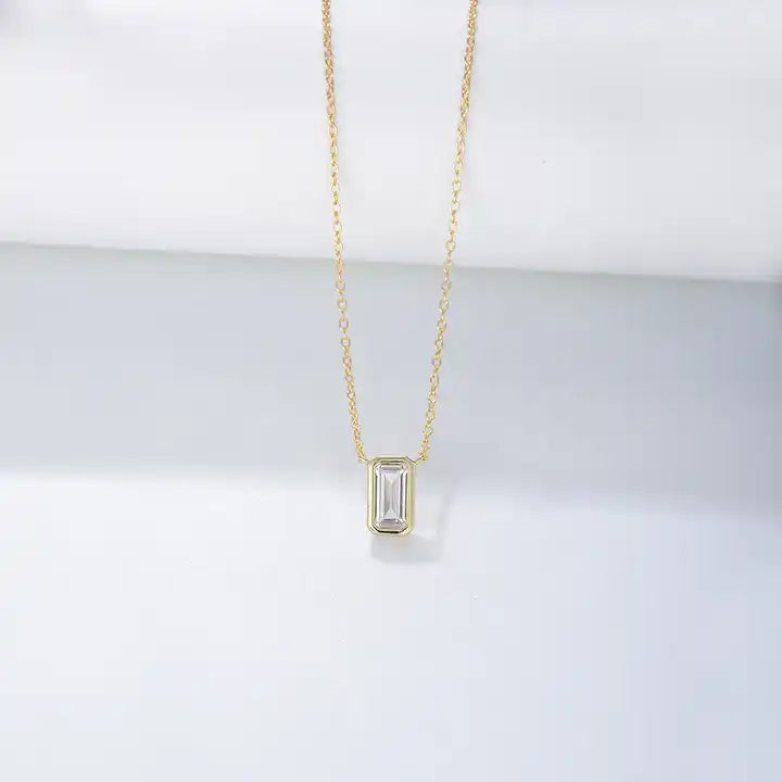 Emerald Cut Drop Necklace