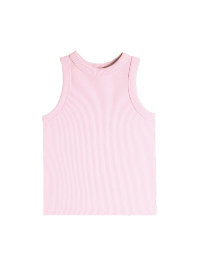 Girls High Neck Ribbed Tank - Suzette Pink