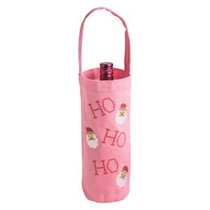 Ho Ho Ho Holiday Wine Bag - Pink