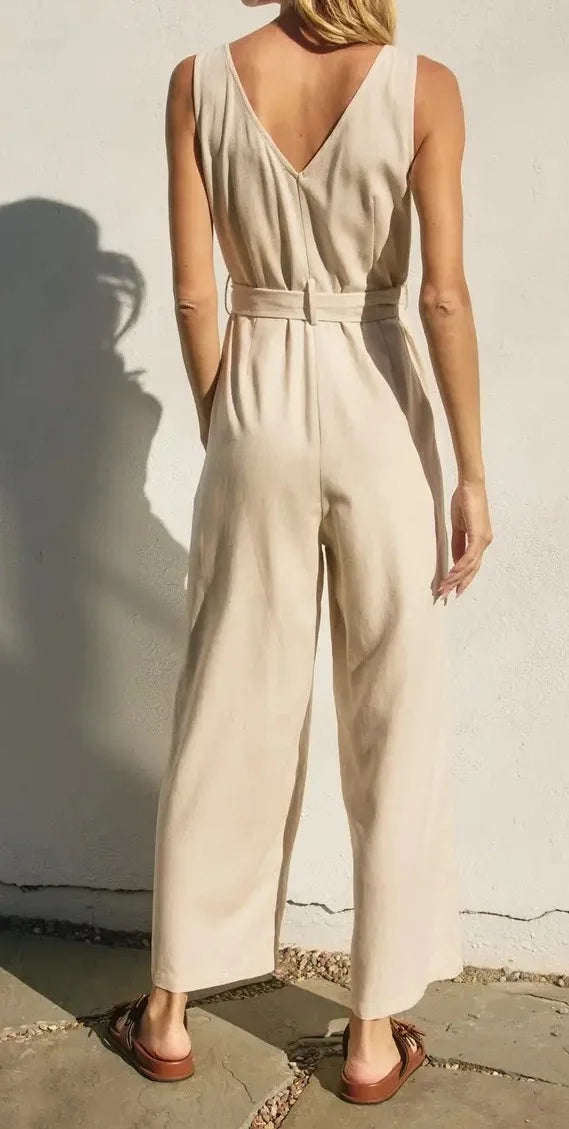 Oatmeal Button Down Jumpsuit