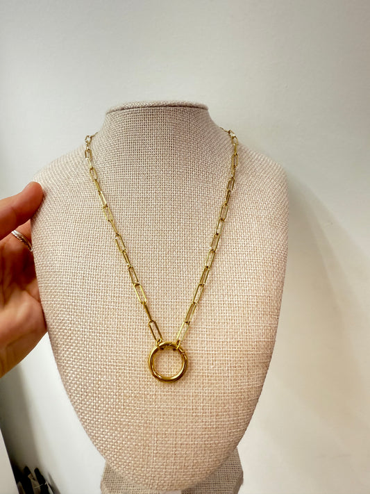 Paper Clip Chain with Large Charm Clasp