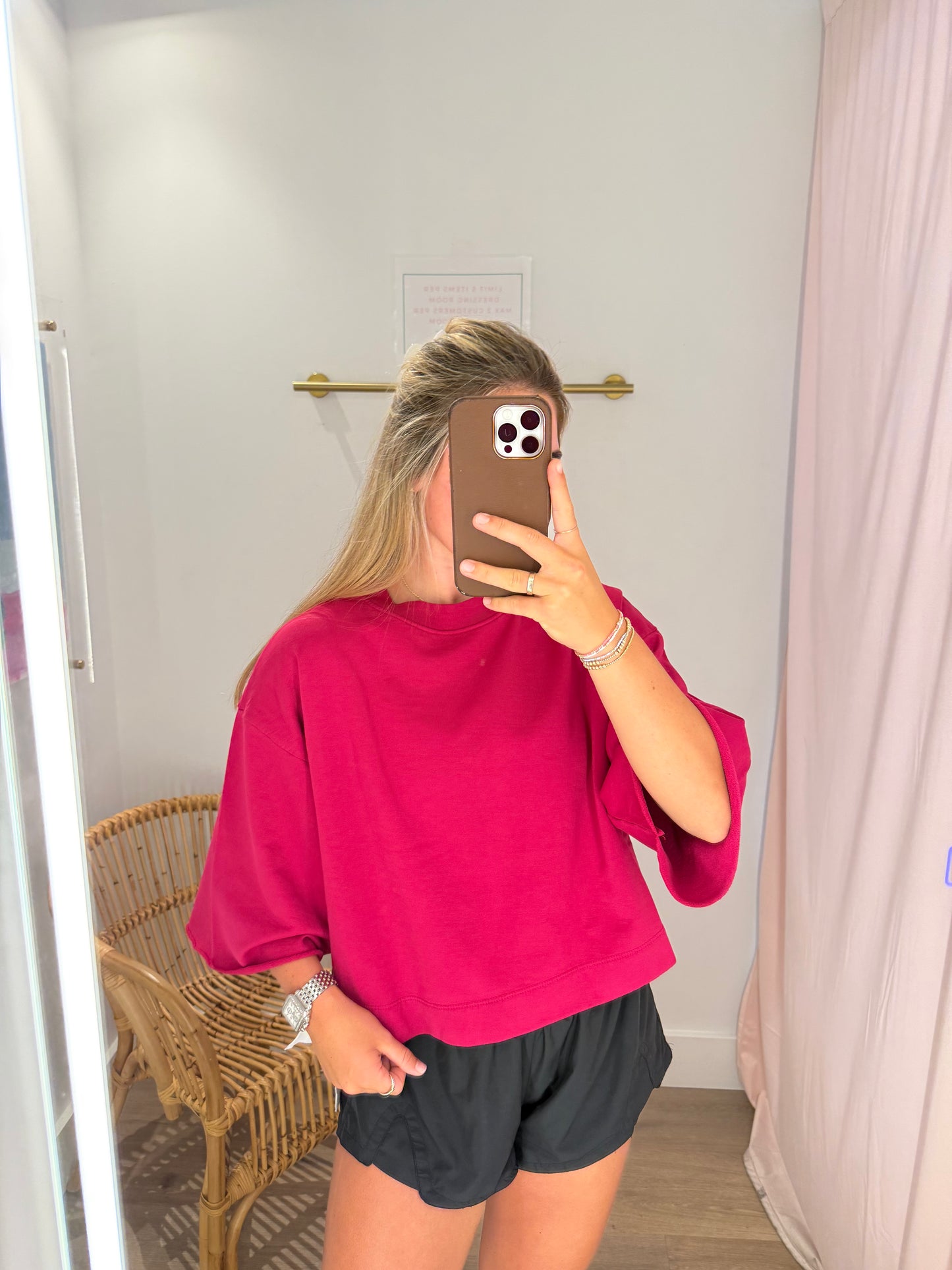 Luca Box Sleeve Top - Fuschia