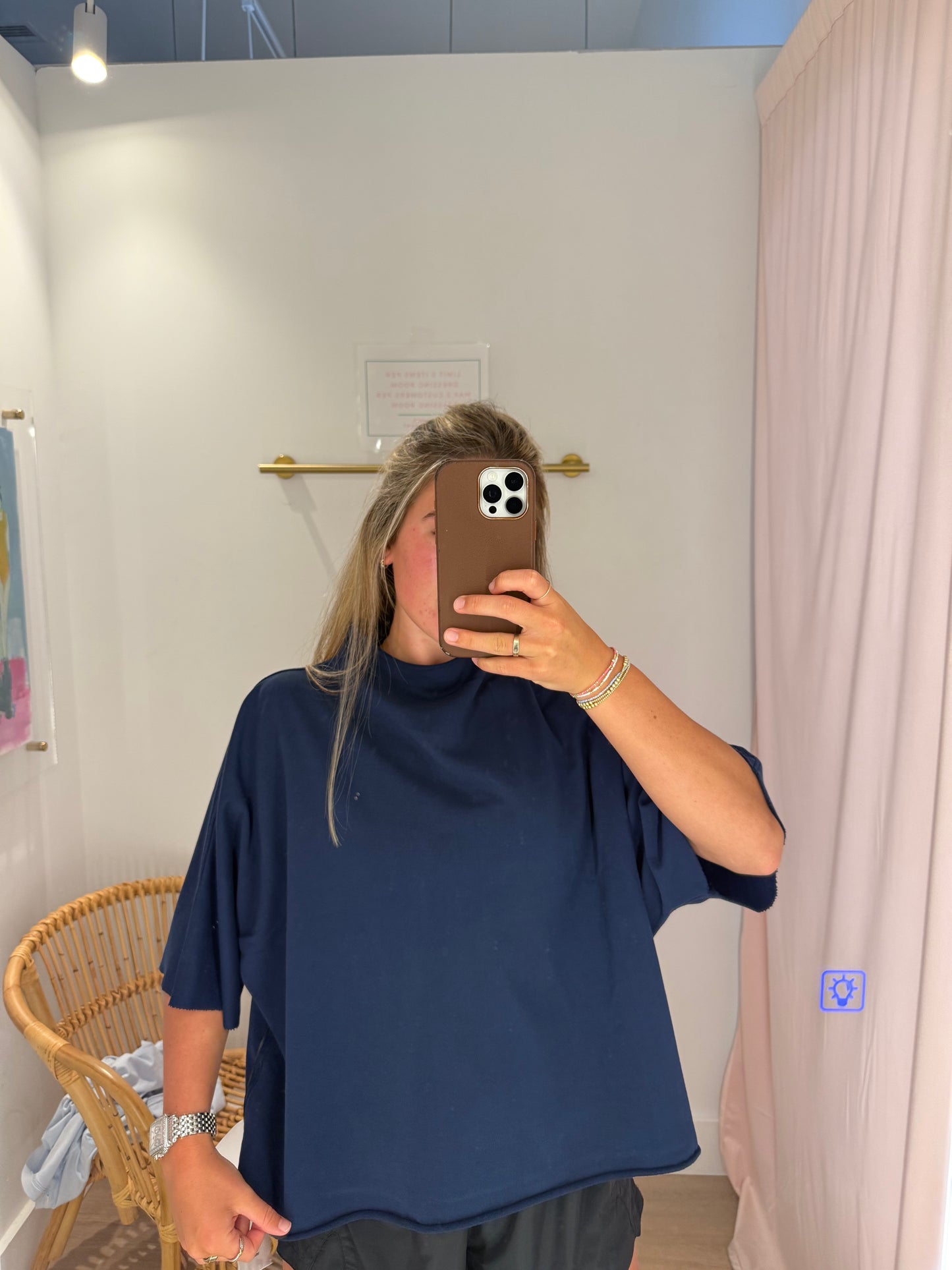 Bo Mock Neck Poncho - Navy