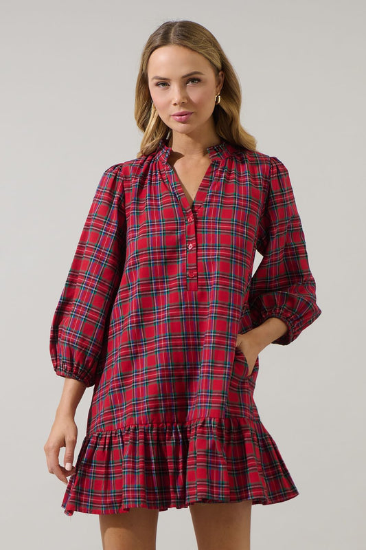 Arvada Plaid Deneta Shift Mini Dress