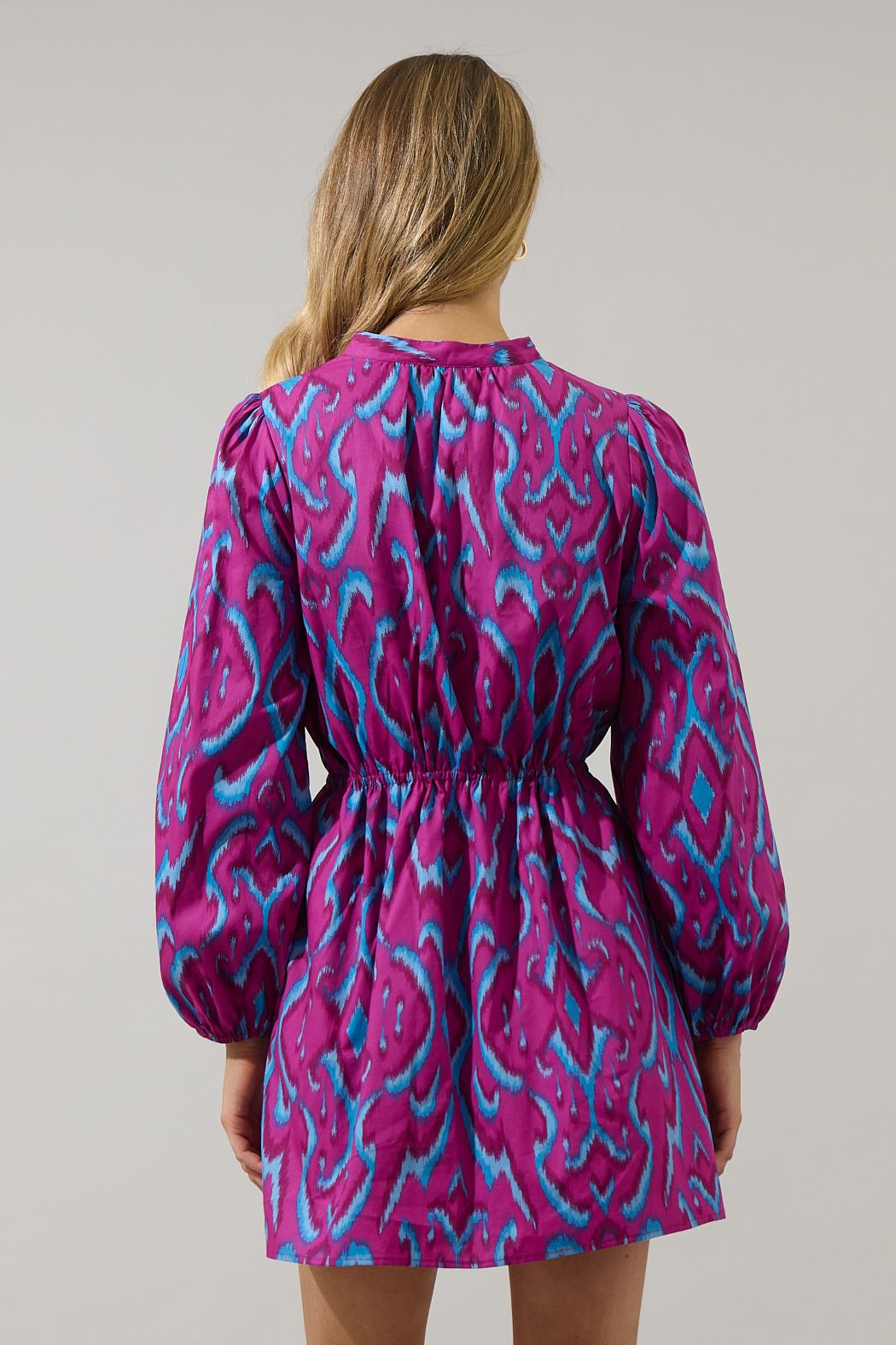 Ivani Abstract Luzma Drawstring Mini Dress