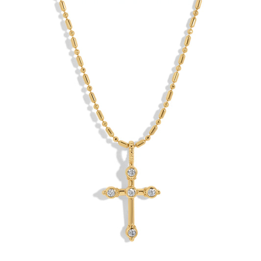 Bezel CZ Cross Necklace