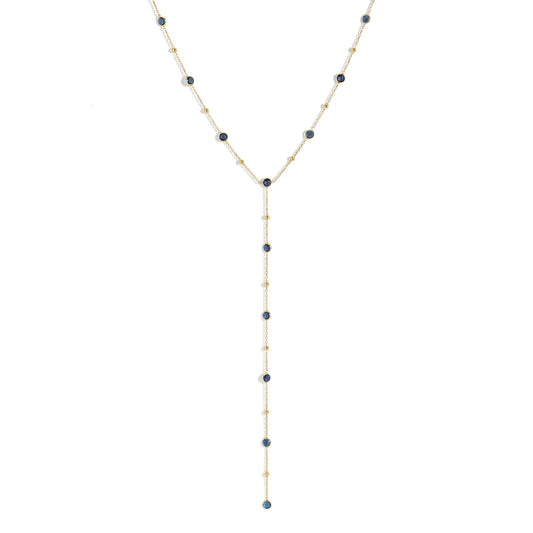 Bezel Gemstone Lariat - Sapphire