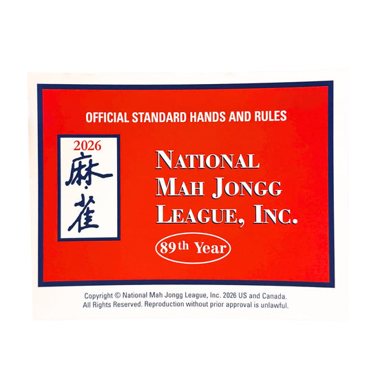 National Mah Jong 2026 Card Official Large Print in Plastic Sleeve