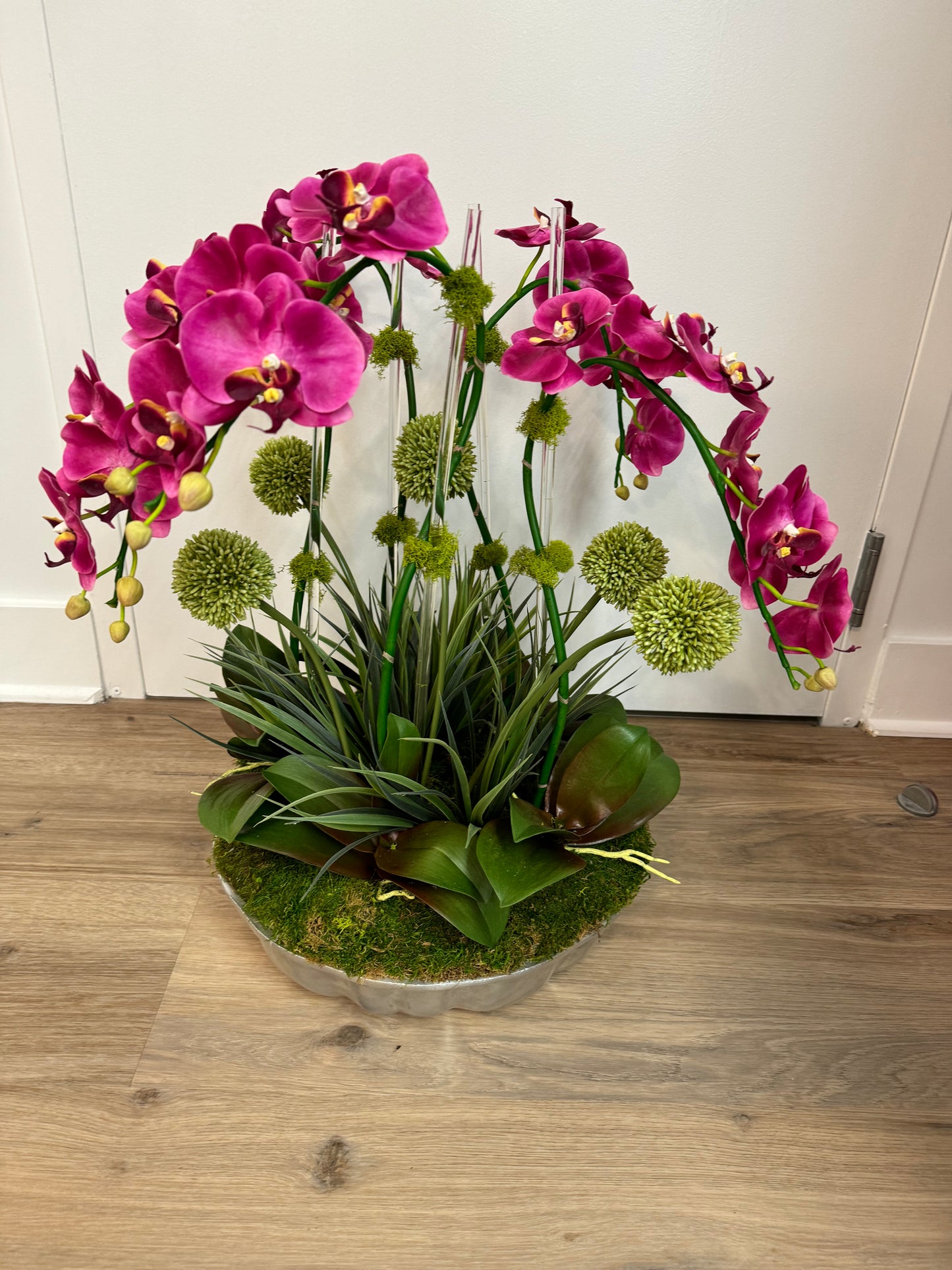 Large five pink orchid arrangement