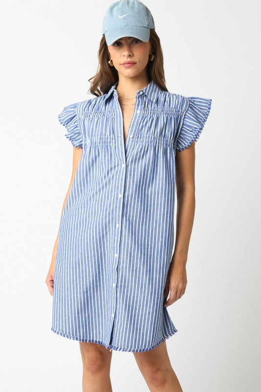 The Honor Stripe Dress- Blue