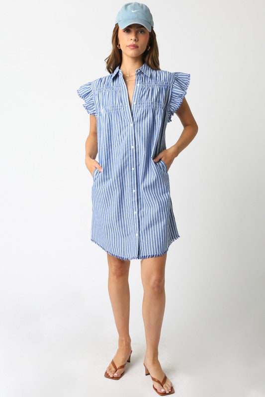 The Honor Stripe Dress- Blue